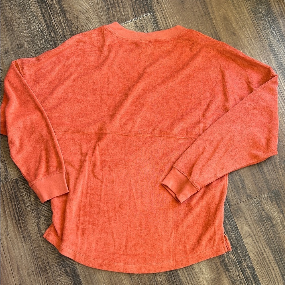 PINK Victoria’s secret Orange terry cloth V-Neck Pullover - Picture 3 of 3
